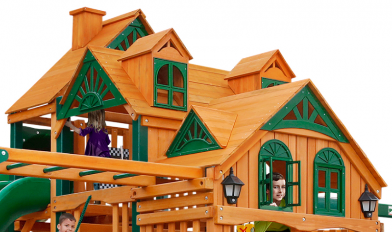 empire extreme swing set with wood roof