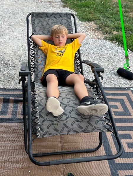 Boy in Zero Gravity Chair