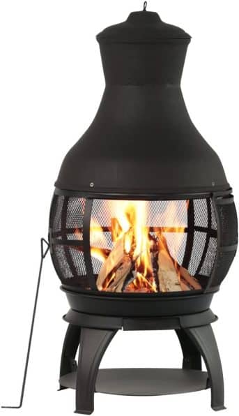 BALI Outdoors Cast Iron Chimenea Outdoor Fireplace Wooden Fire Pit