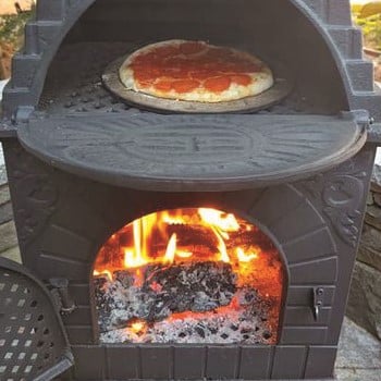 Food Cooking on Cast Iron Chiminea